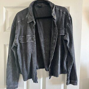 Grey Waffle Button Up